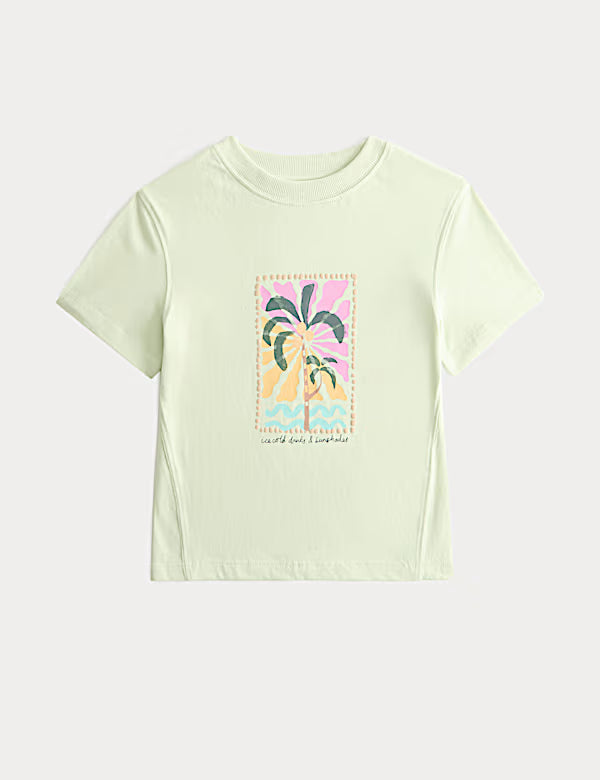 T-shirt en pur coton imprimé palmiers M&S