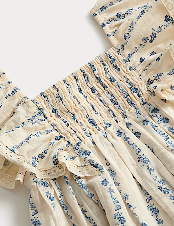 Robe en pur coton à petits motifs floraux