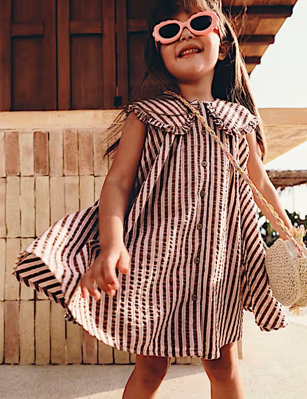 Robe à encolure et rayures 100 % coton M&S