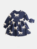 Robe sweat-shirt en coton à motif cheval