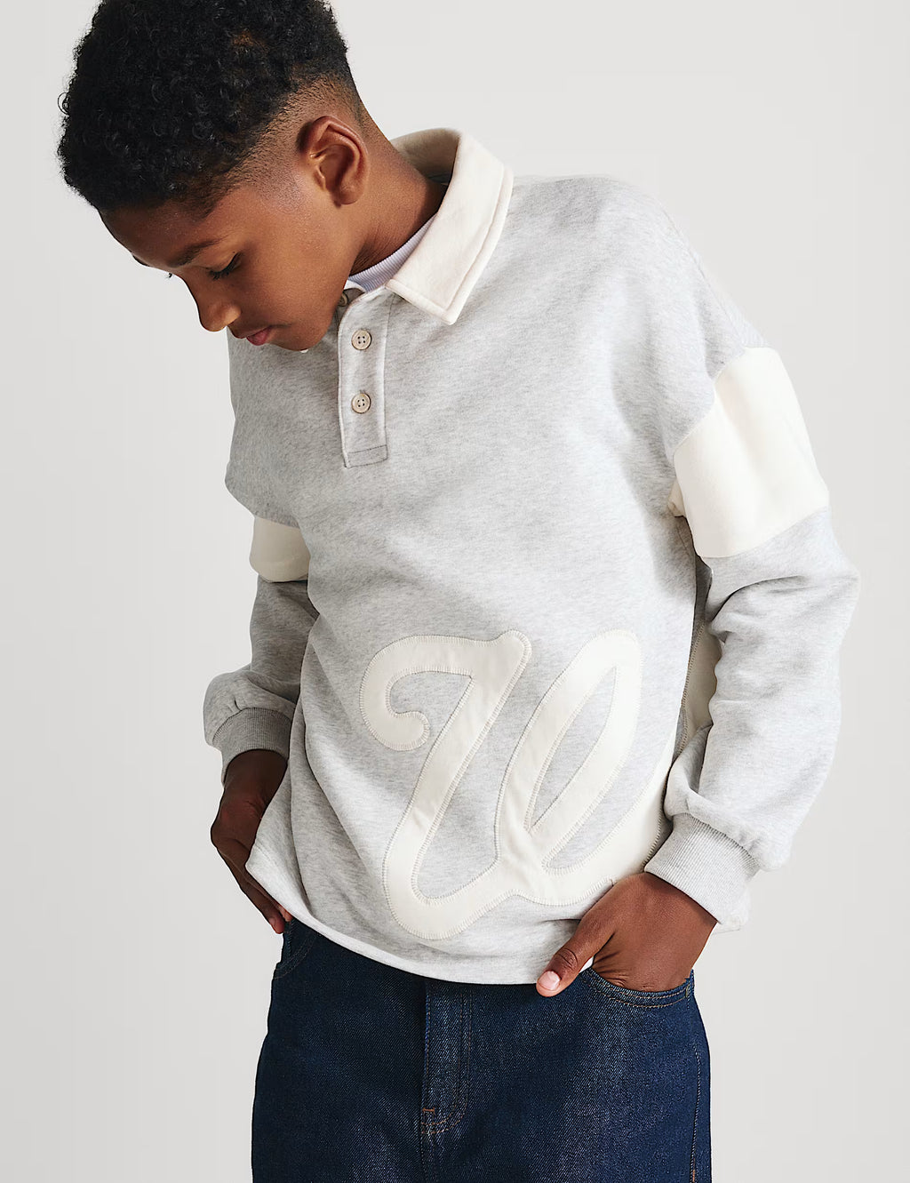 Polo de rugby en coton à motif graphique appliqué