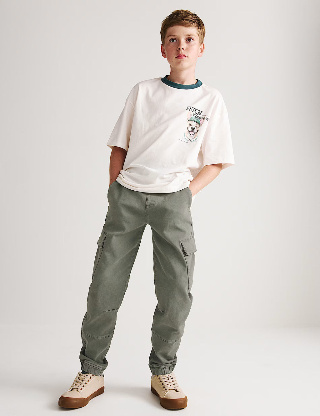 Pantalon cargo en coton extensible M&S