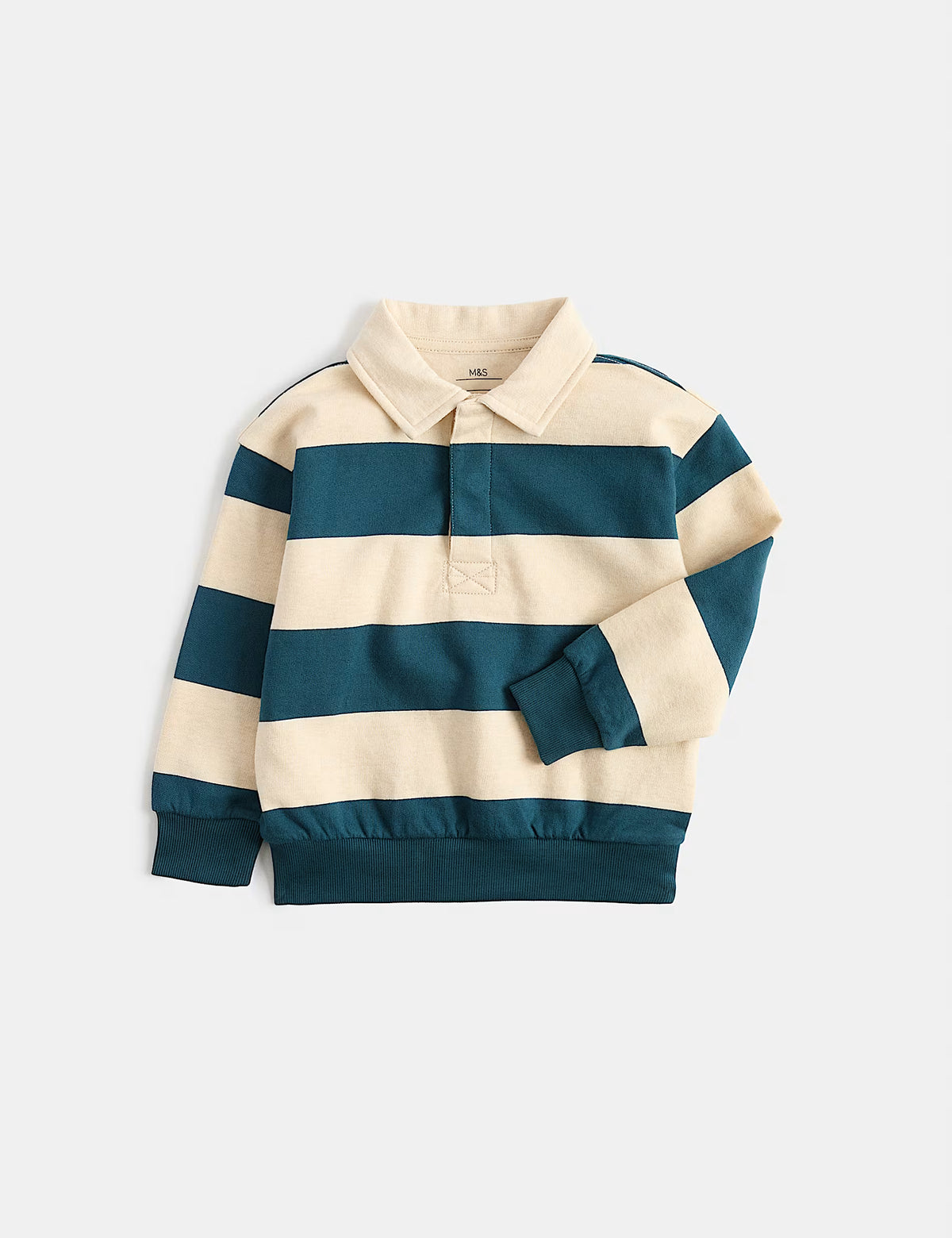 Sweat-shirt de rugby 100 % coton à rayures M&S