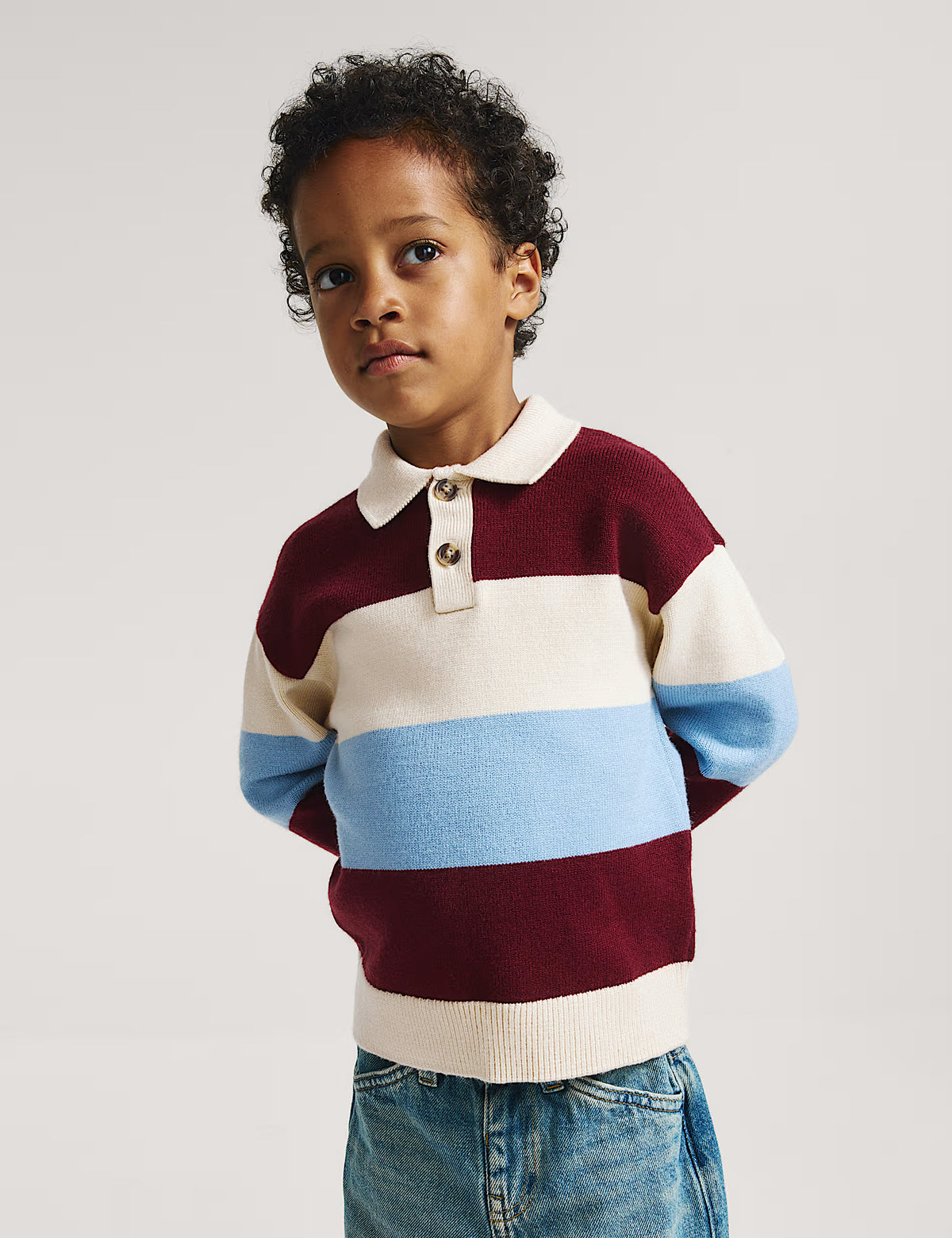Pull de rugby rayé en maille