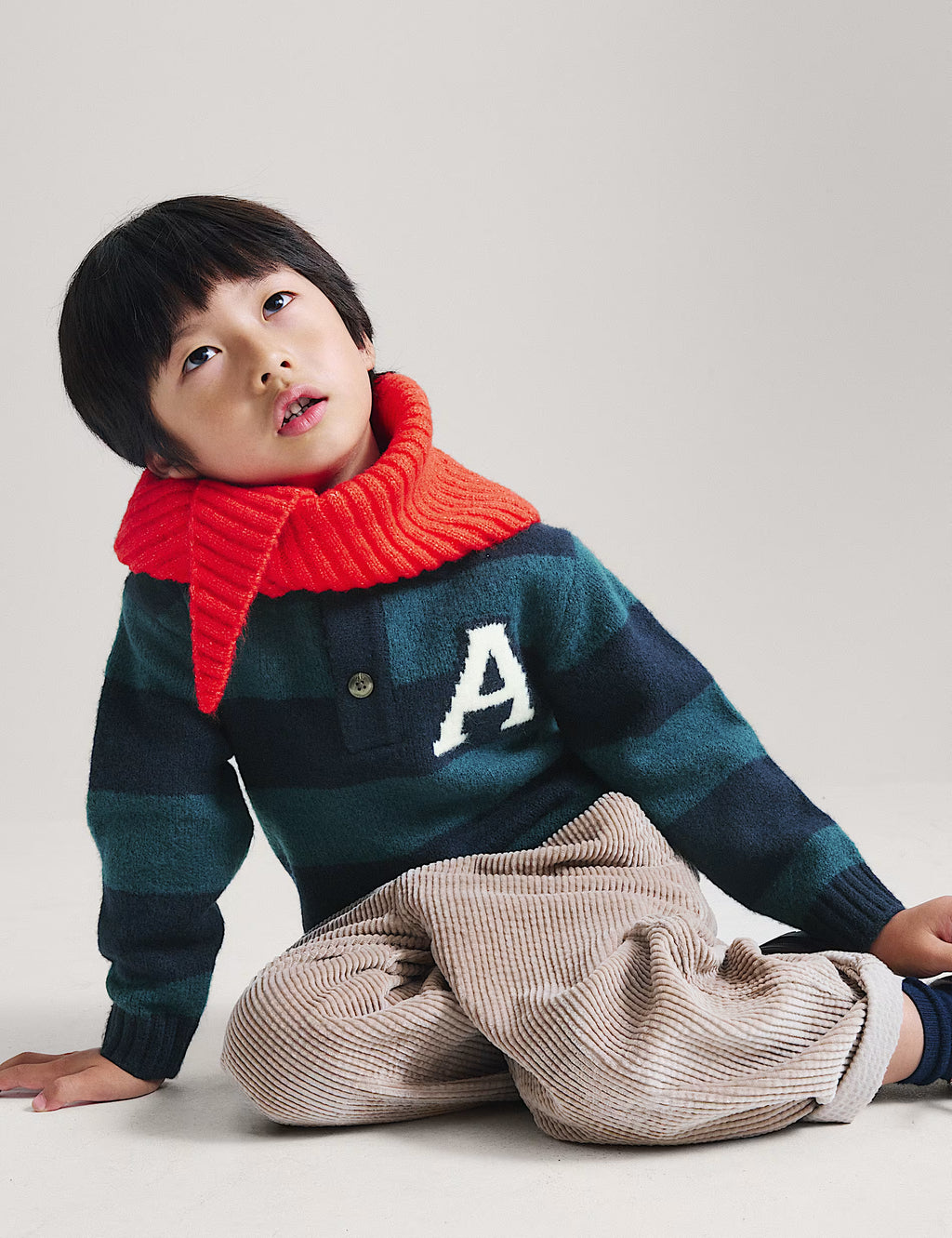 Pull de rugby rayé en maille M&S