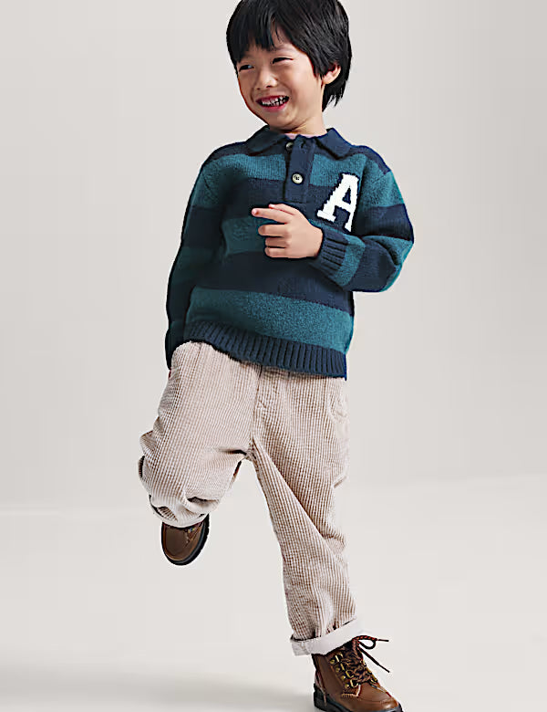 Pull de rugby rayé en maille M&S