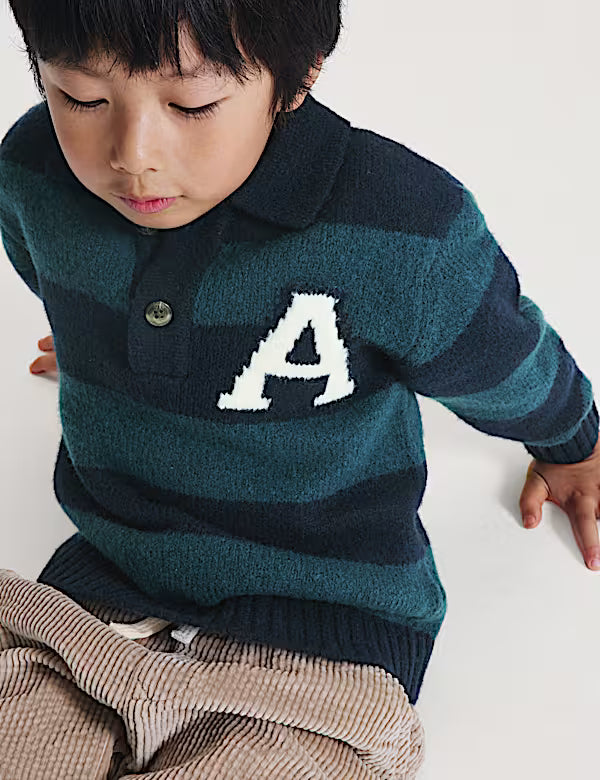 Pull de rugby rayé en maille M&S