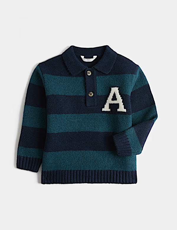 Pull de rugby rayé en maille M&S