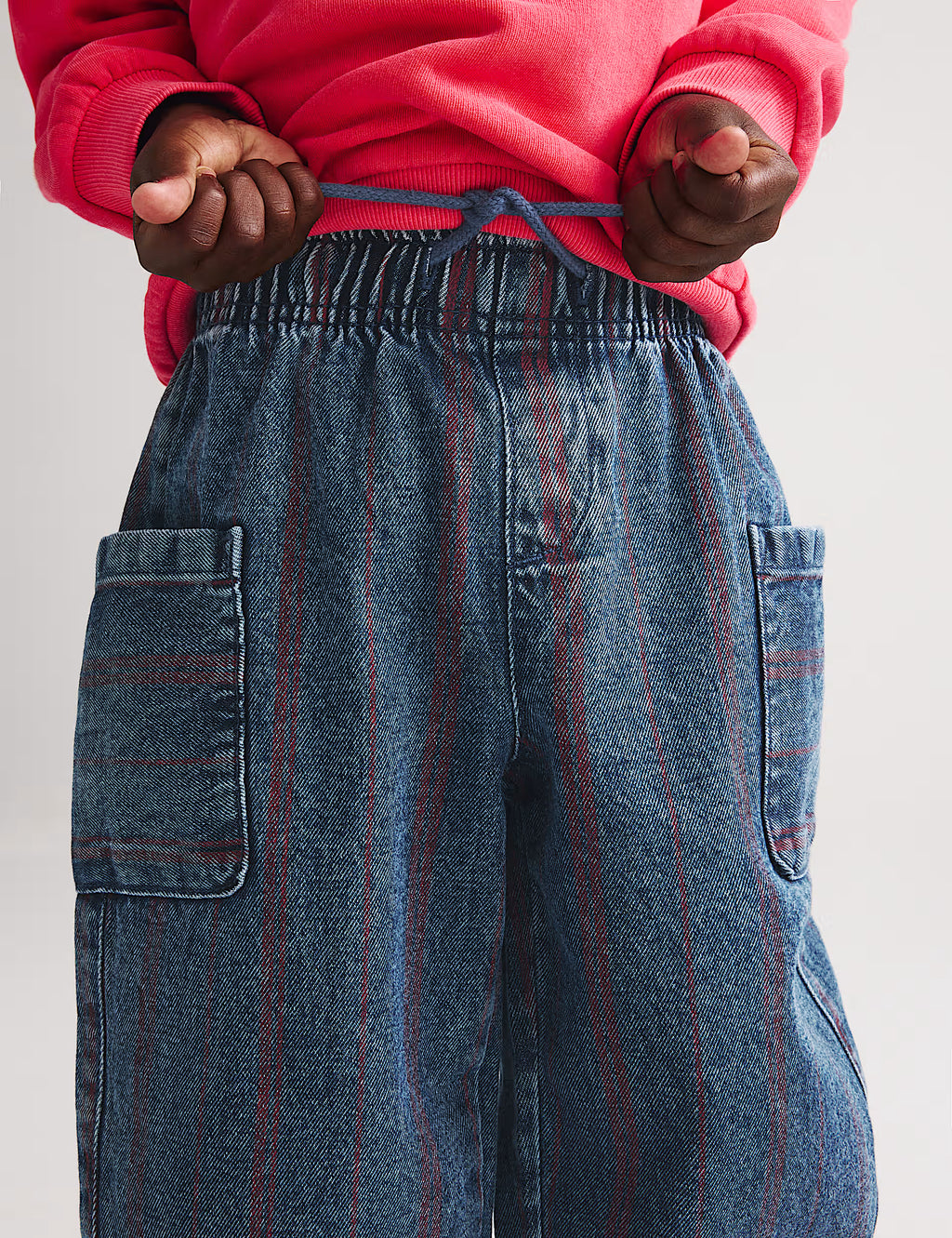 Jean Denim en coton pur détendu rayé