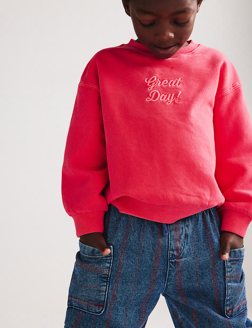 Jean Denim en coton pur détendu rayé