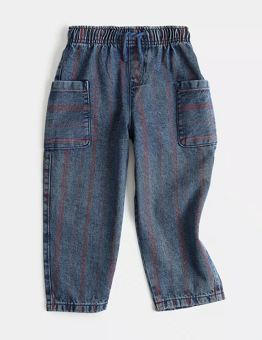 Jean Denim en coton pur détendu rayé