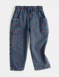 Jean Denim en coton pur détendu rayé