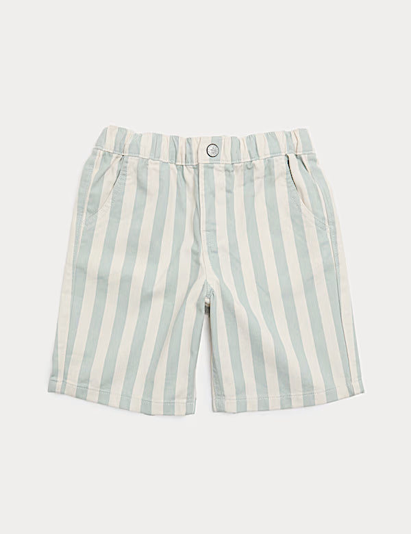 Short rayé en denim pur coton