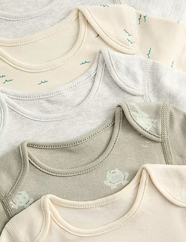 Lot de 7 bodies en pur coton à imprimé grenouille M&S