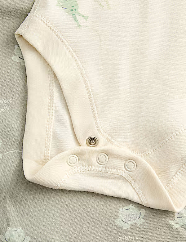 Lot de 7 bodies en pur coton à imprimé grenouille M&S