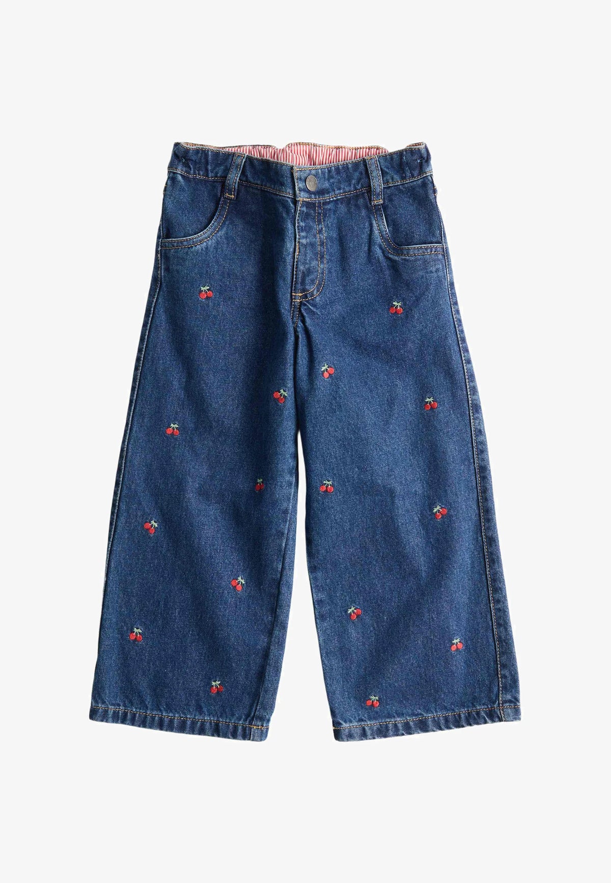 Ensemble deux pièces en jean Surchemise en jean à col brodé de cerises