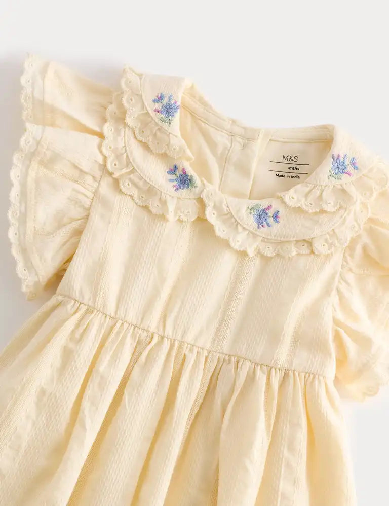 Robe 100 % coton brodé à encolure M&S
